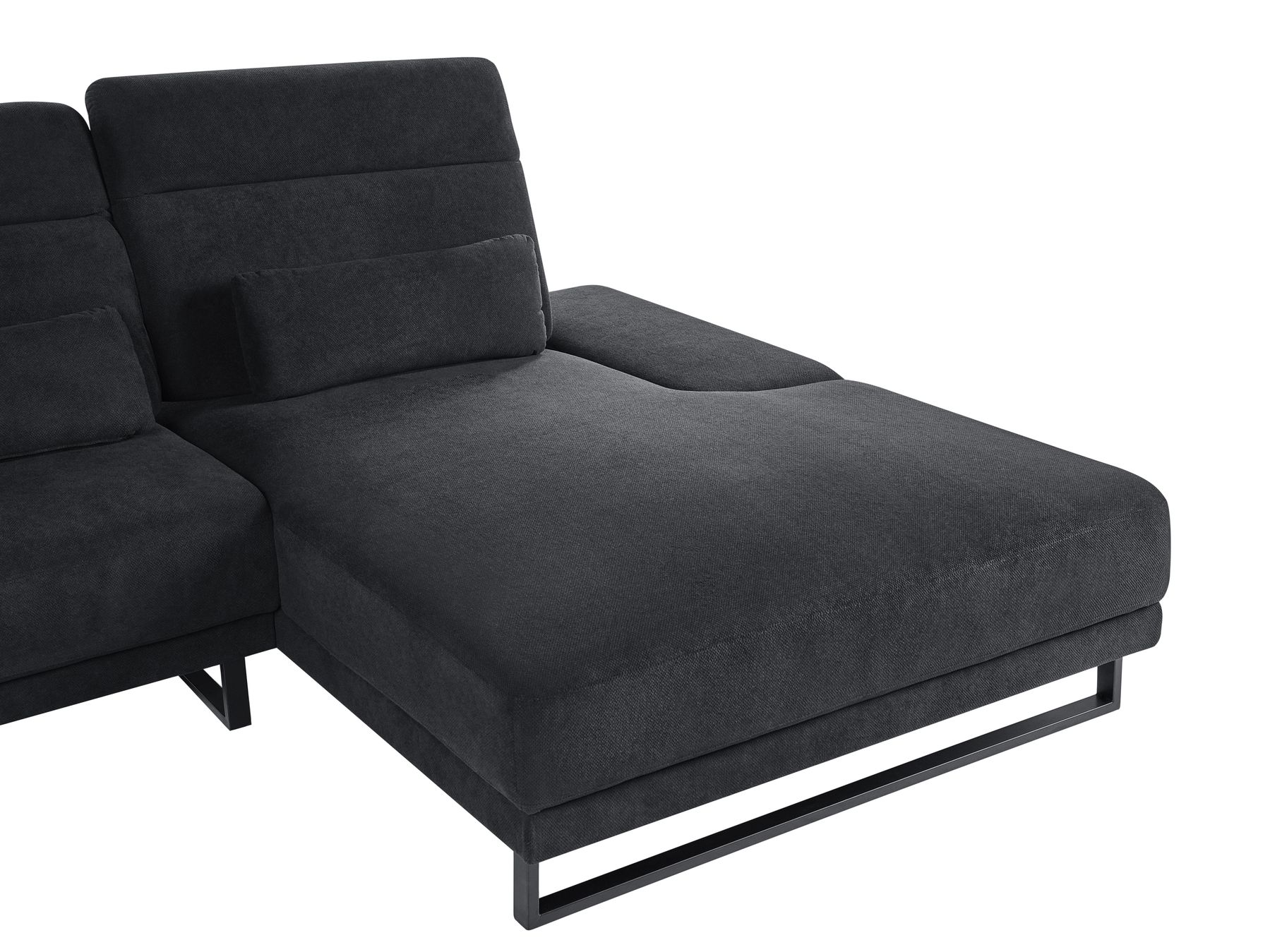 Left Hand Fabric Corner Sofa Black IKAST
