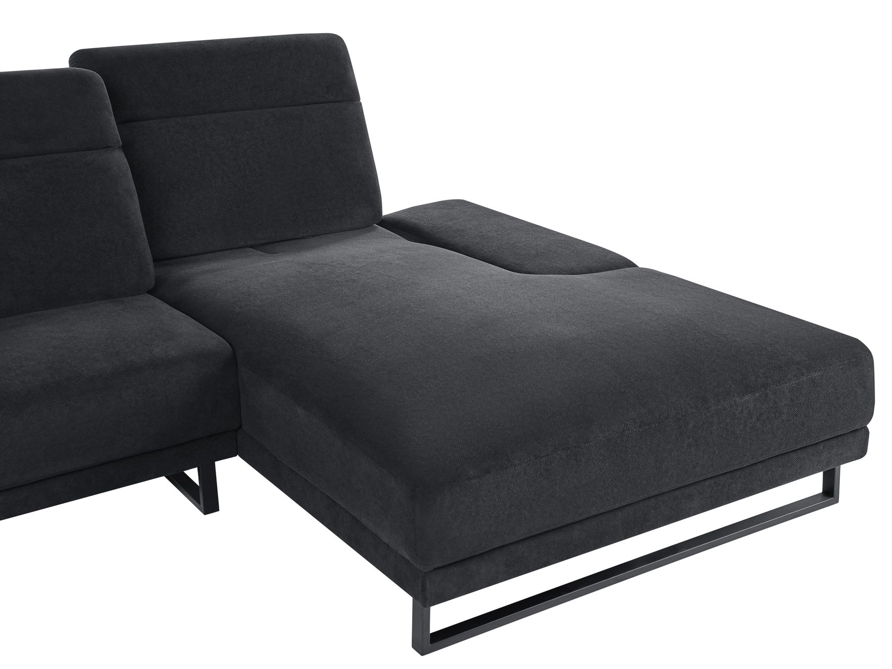 Left Hand Fabric Corner Sofa Black IKAST