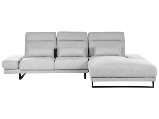 Left Hand Fabric Corner Sofa Light Grey IKAST