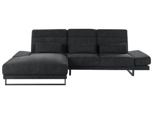 Right Hand Fabric Corner Sofa Black IKAST