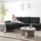 Right Hand Fabric Corner Sofa Black IKAST