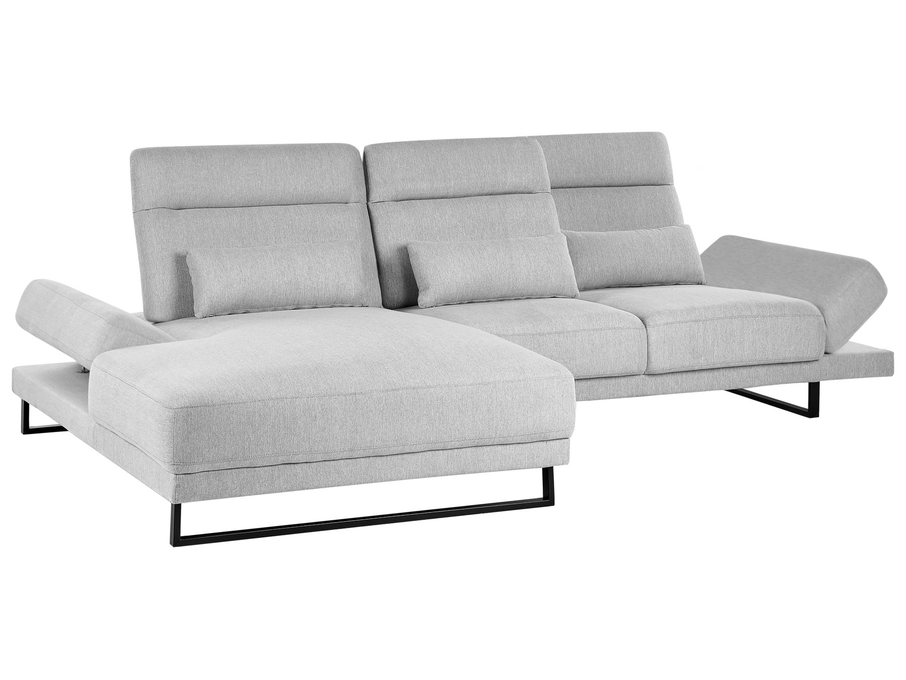 Right Hand Fabric Corner Sofa Light Grey IKAST