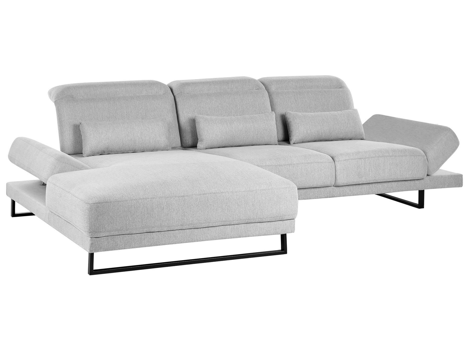 Right Hand Fabric Corner Sofa Light Grey IKAST