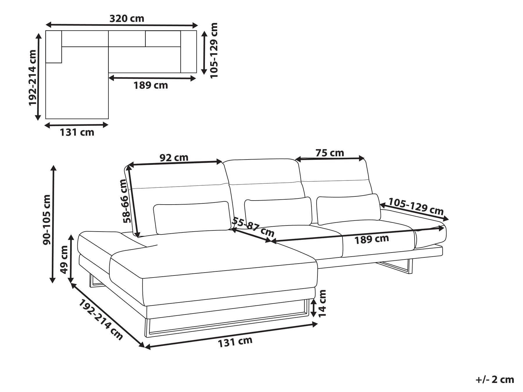 Right Hand Fabric Corner Sofa Off-White IKAST