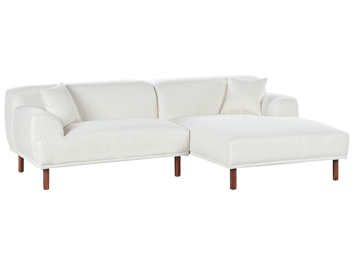 Left Hand Boucle Corner Sofa White HOLT