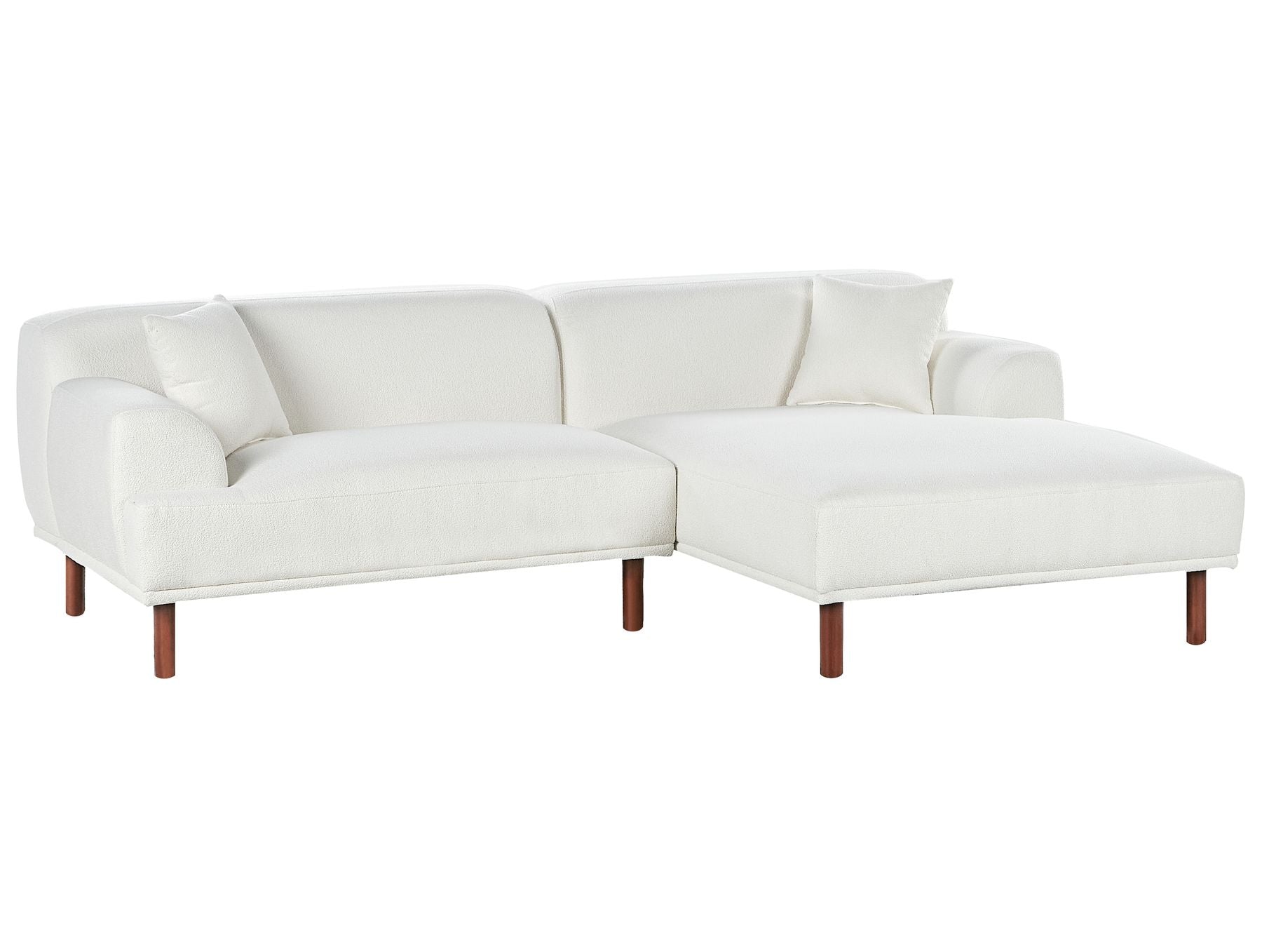 Left Hand Boucle Corner Sofa White HOLT