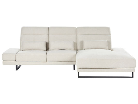 Left Hand Fabric Corner Sofa Light Beige IKAST