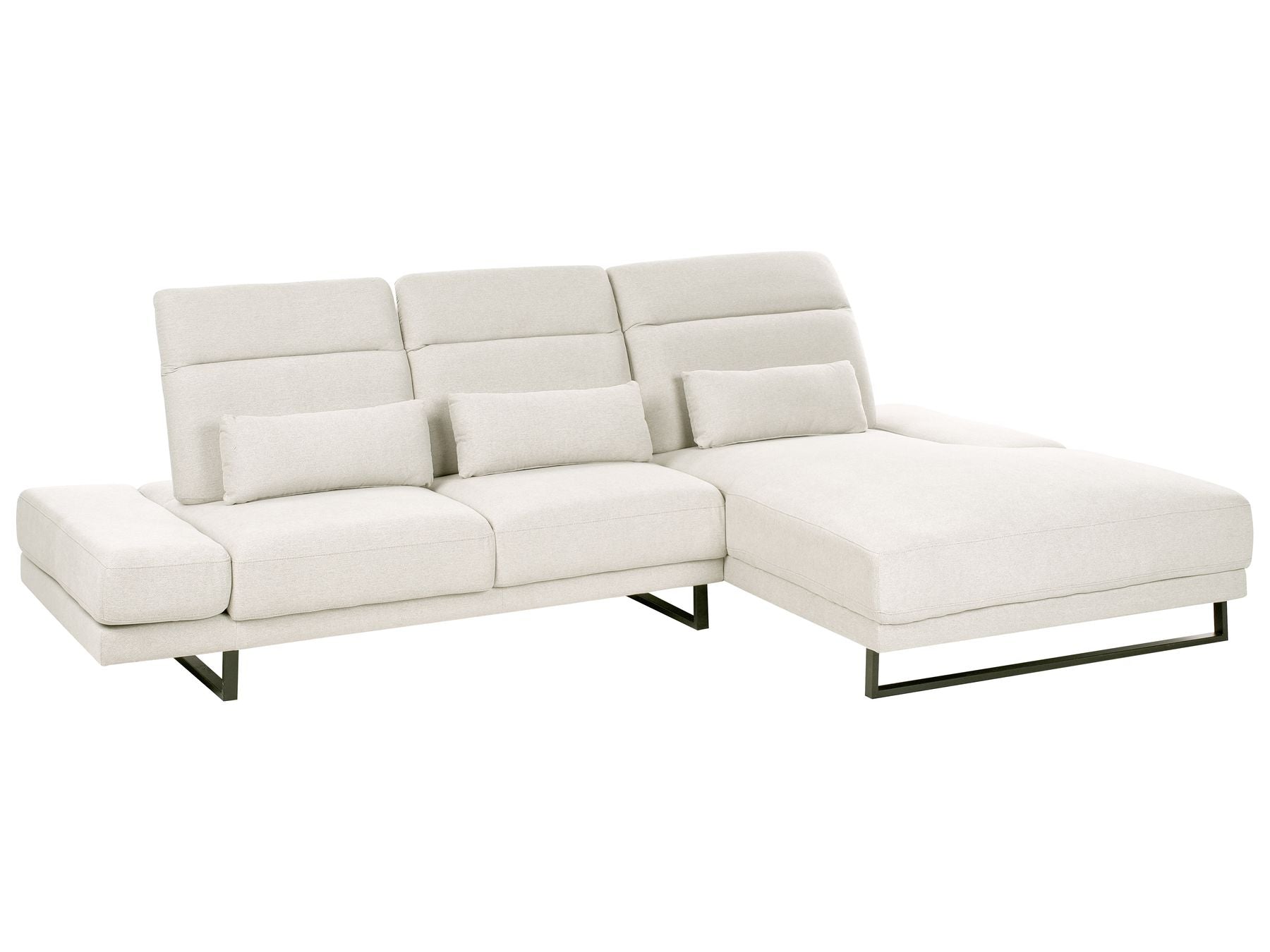Left Hand Fabric Corner Sofa Light Beige IKAST