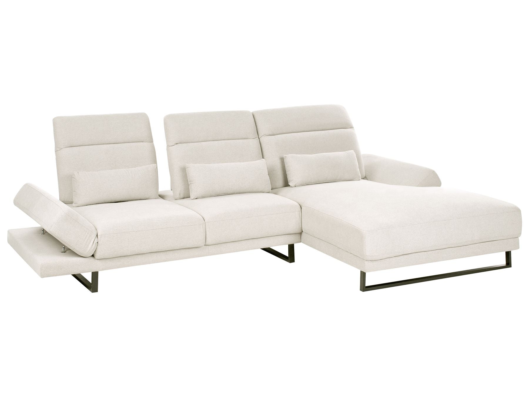 Left Hand Fabric Corner Sofa Light Beige IKAST