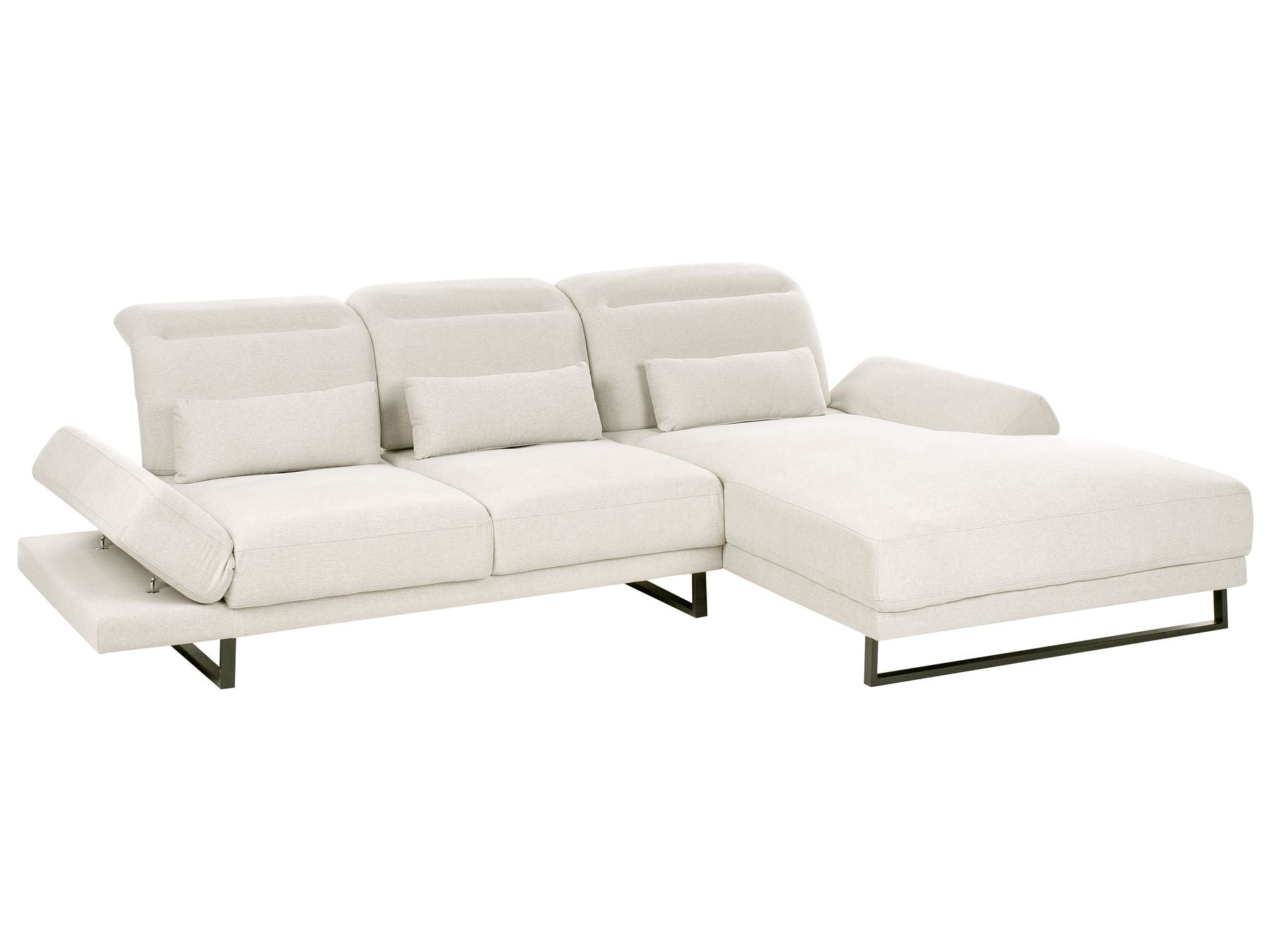 Left Hand Fabric Corner Sofa Light Beige IKAST