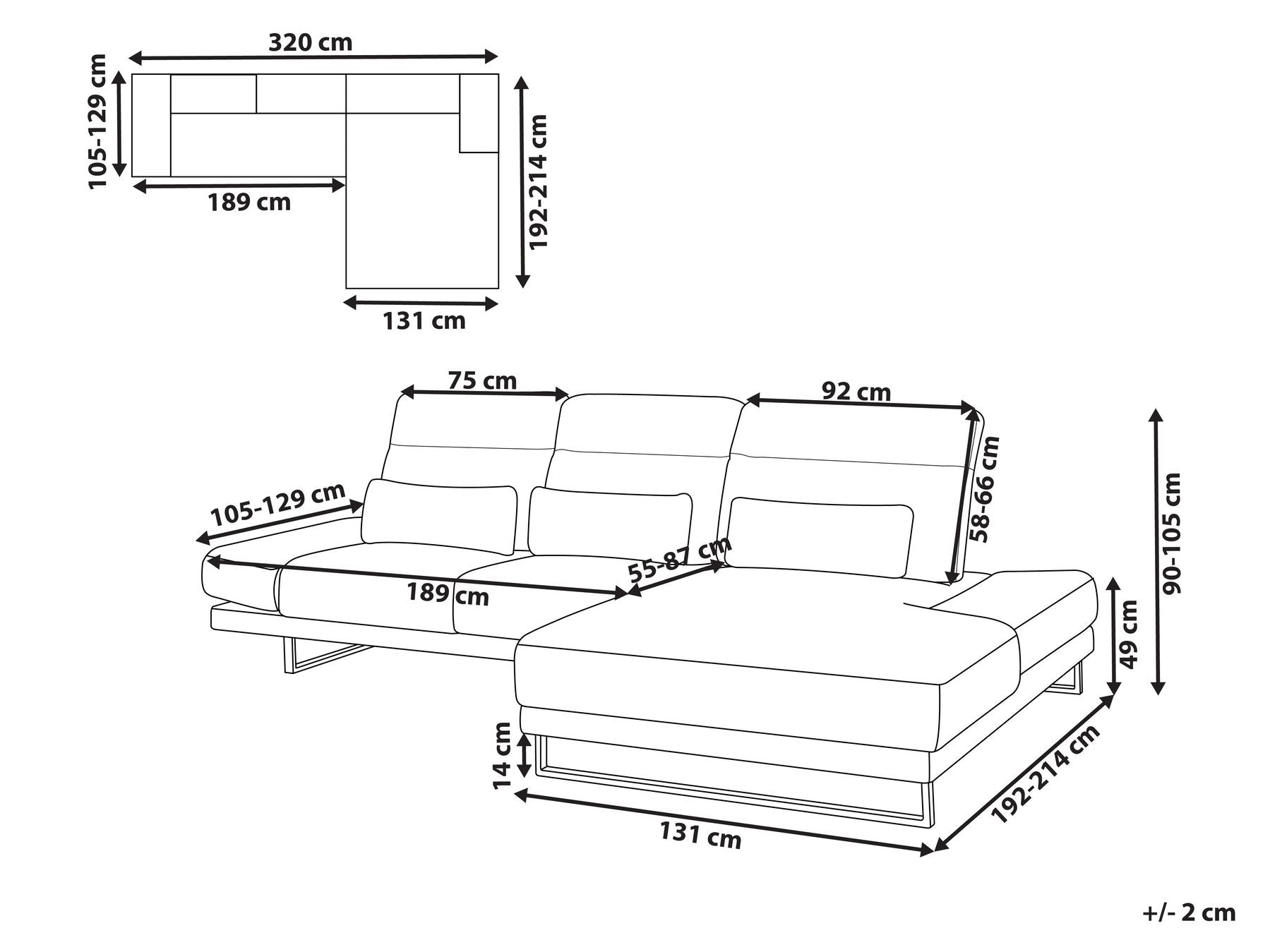 Left Hand Fabric Corner Sofa Light Beige IKAST