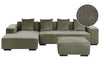 Right Hand Jumbo Cord Corner Sofa with Ottoman Green LUNGO