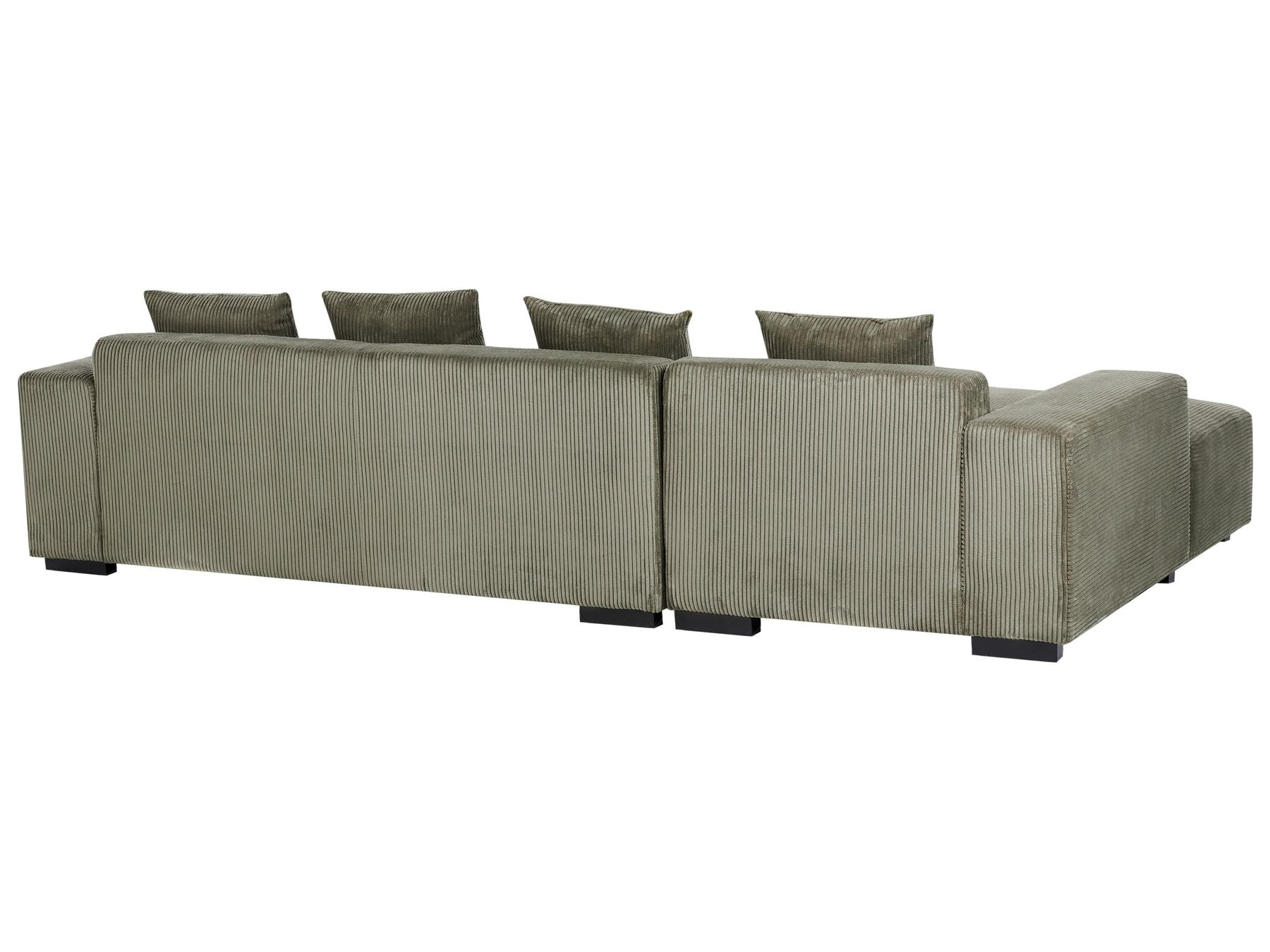 Right Hand Jumbo Cord Corner Sofa Green LUNGO