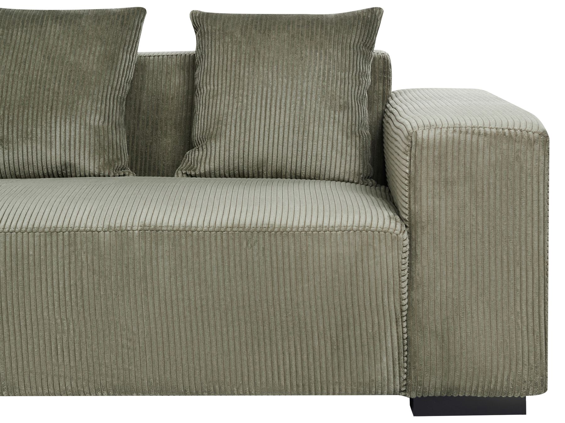 Right Hand Jumbo Cord Corner Sofa Green LUNGO