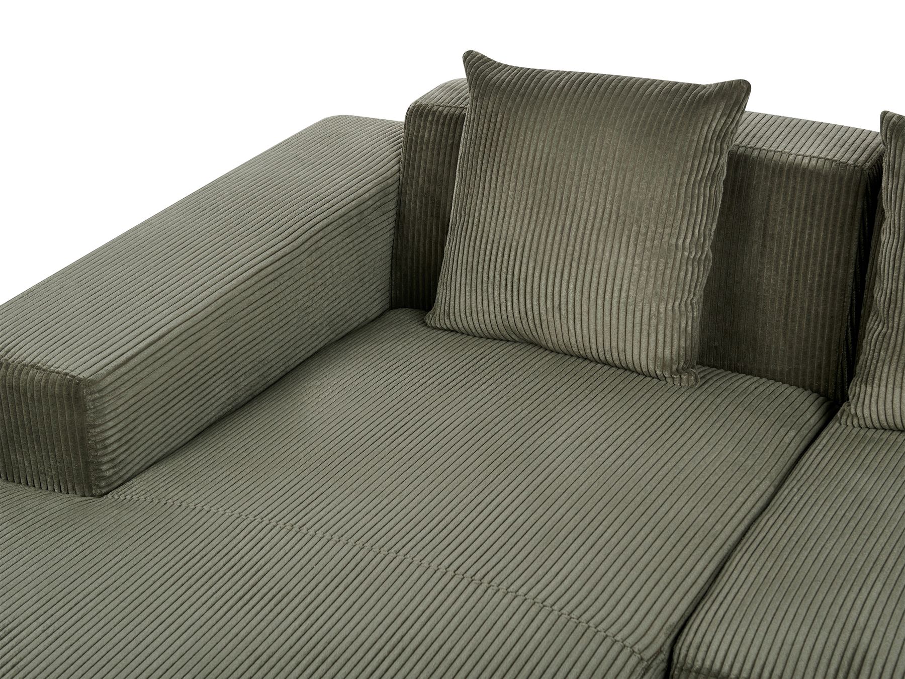 Right Hand Jumbo Cord Corner Sofa Green LUNGO