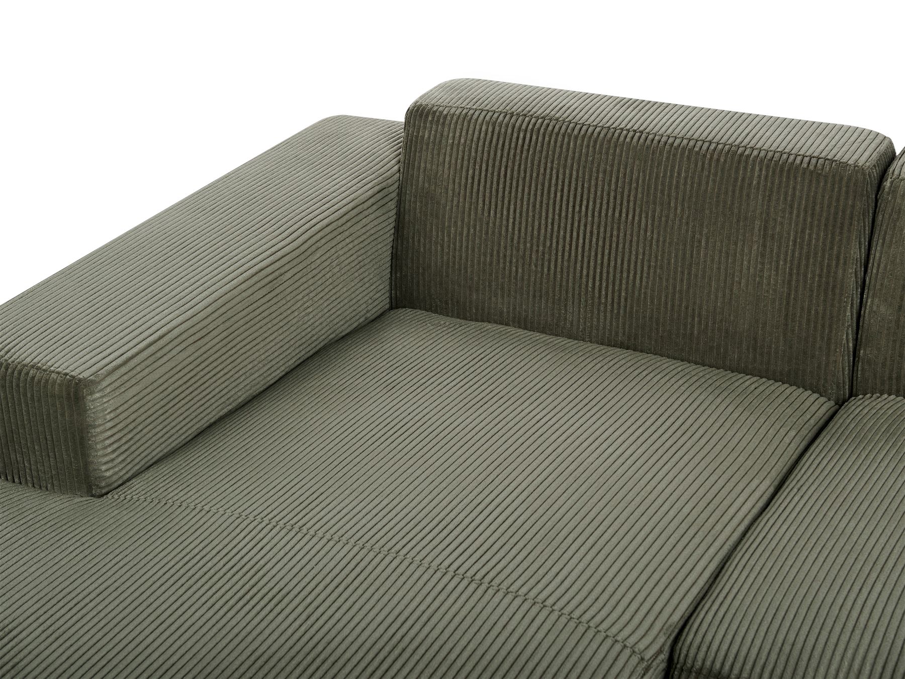Right Hand Jumbo Cord Corner Sofa Green LUNGO