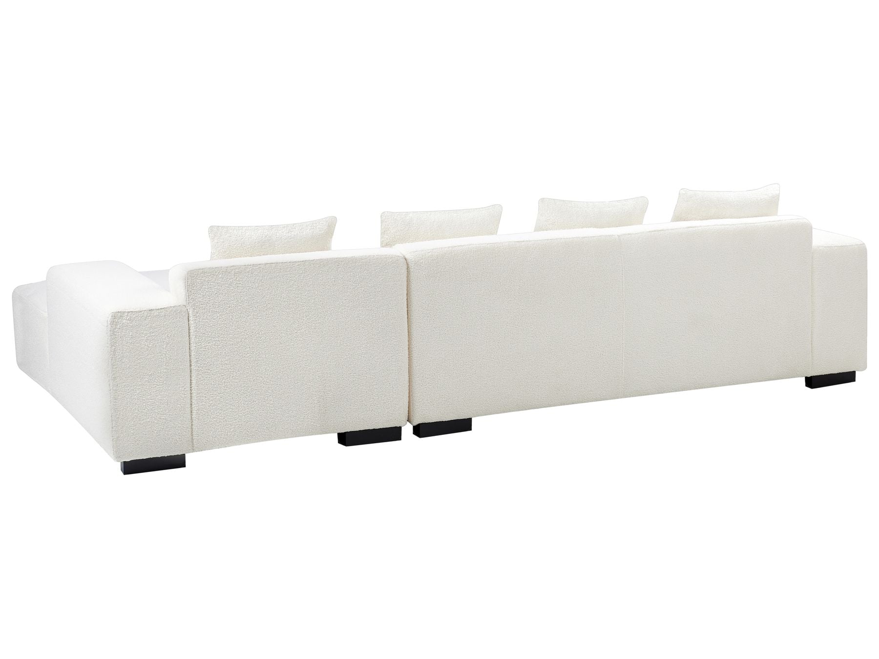 Left Hand Boucle Corner Sofa with Ottoman White LUNGO