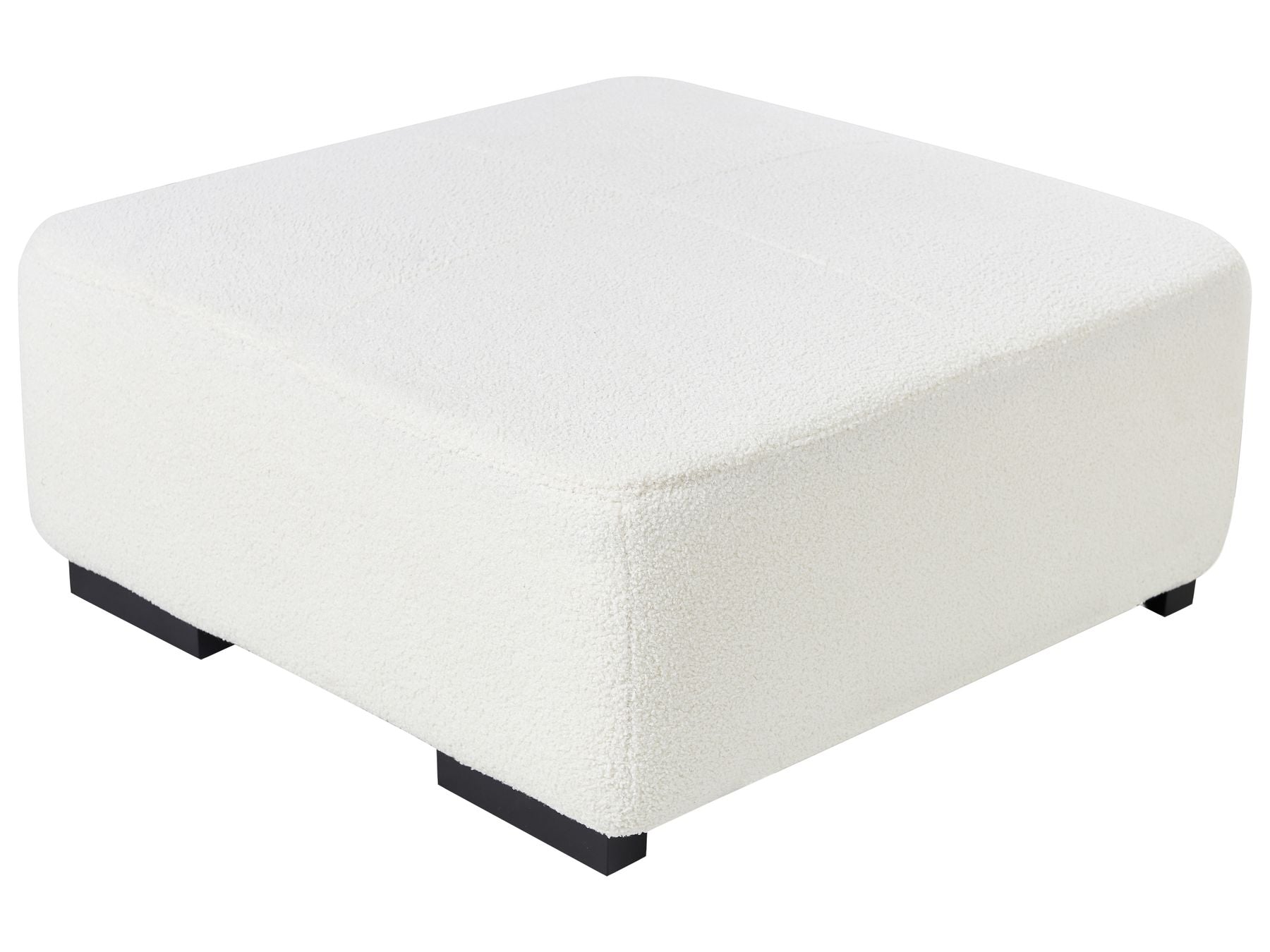 Left Hand Boucle Corner Sofa with Ottoman White LUNGO