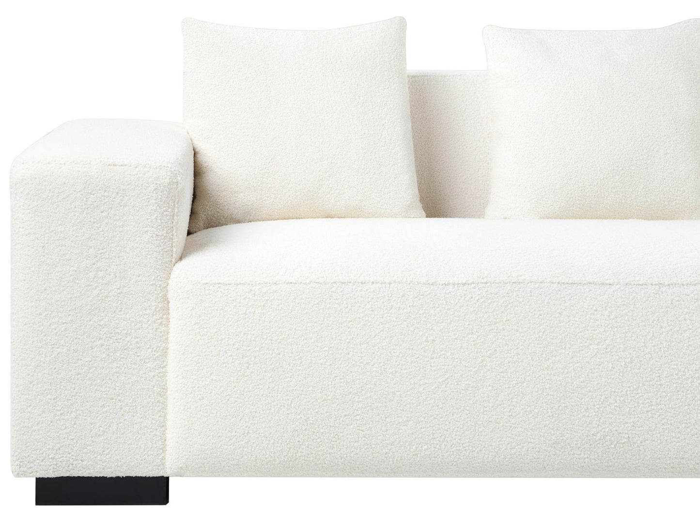 Left Hand Boucle Corner Sofa with Ottoman White LUNGO