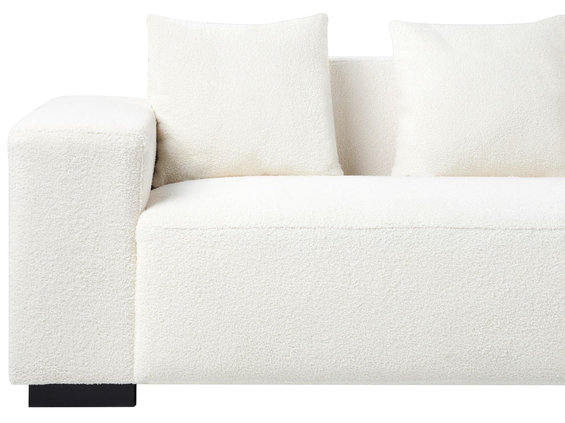 Left Hand Boucle Corner Sofa with Ottoman White LUNGO