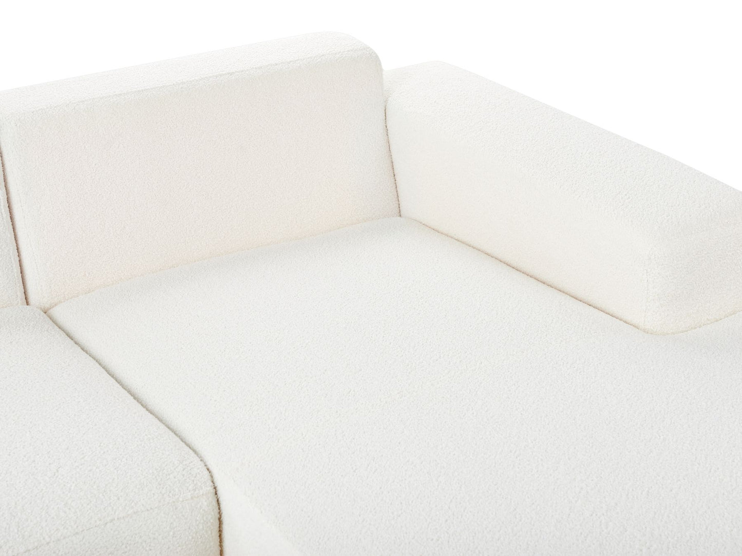 Left Hand Boucle Corner Sofa with Ottoman White LUNGO