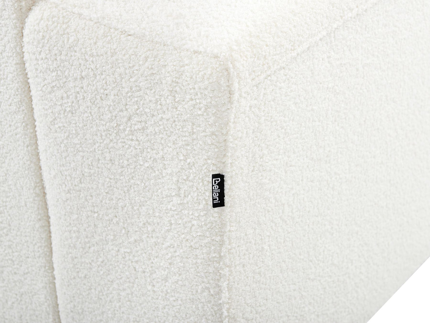 Left Hand Boucle Corner Sofa with Ottoman White LUNGO