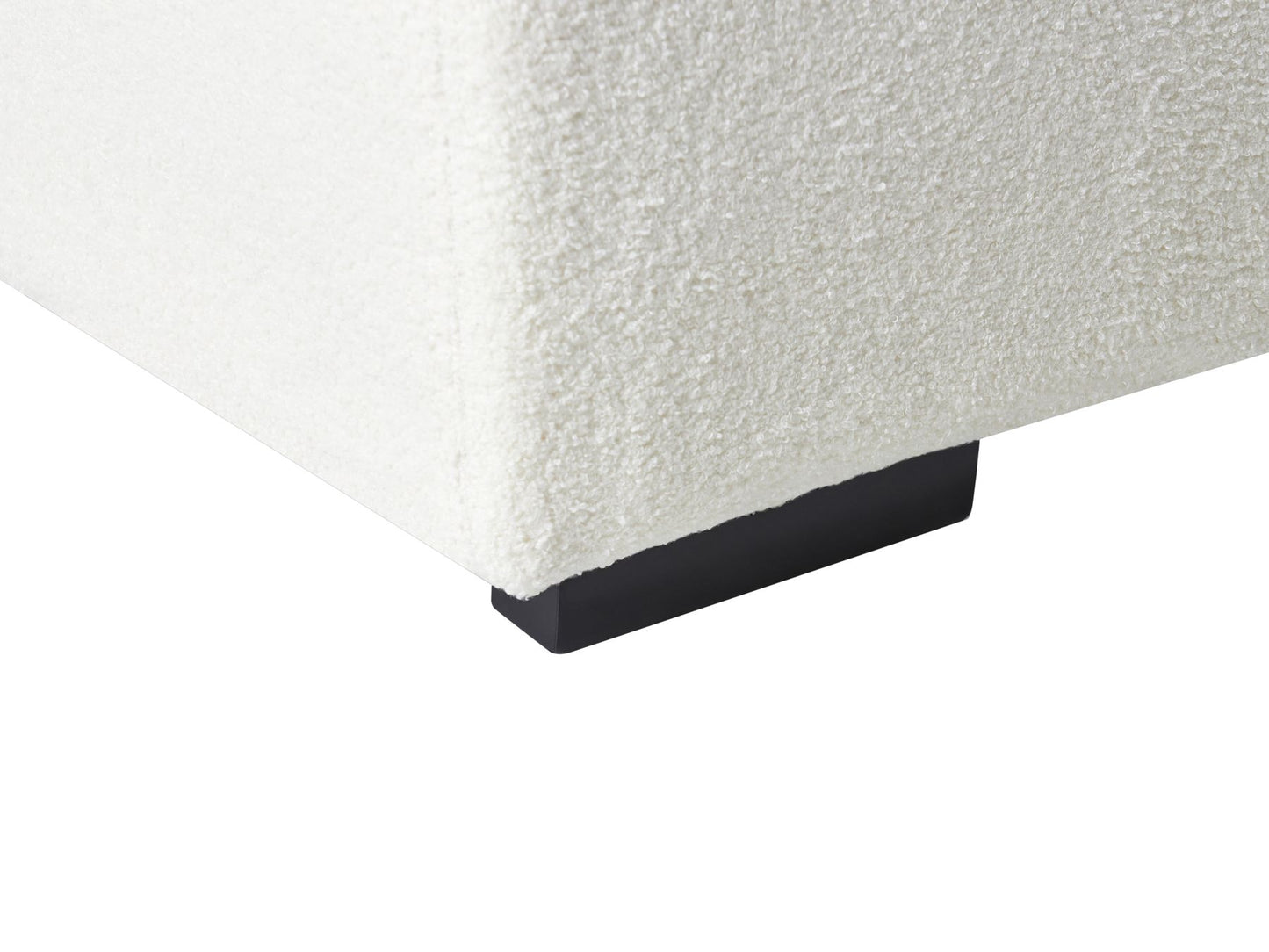 Left Hand Boucle Corner Sofa with Ottoman White LUNGO
