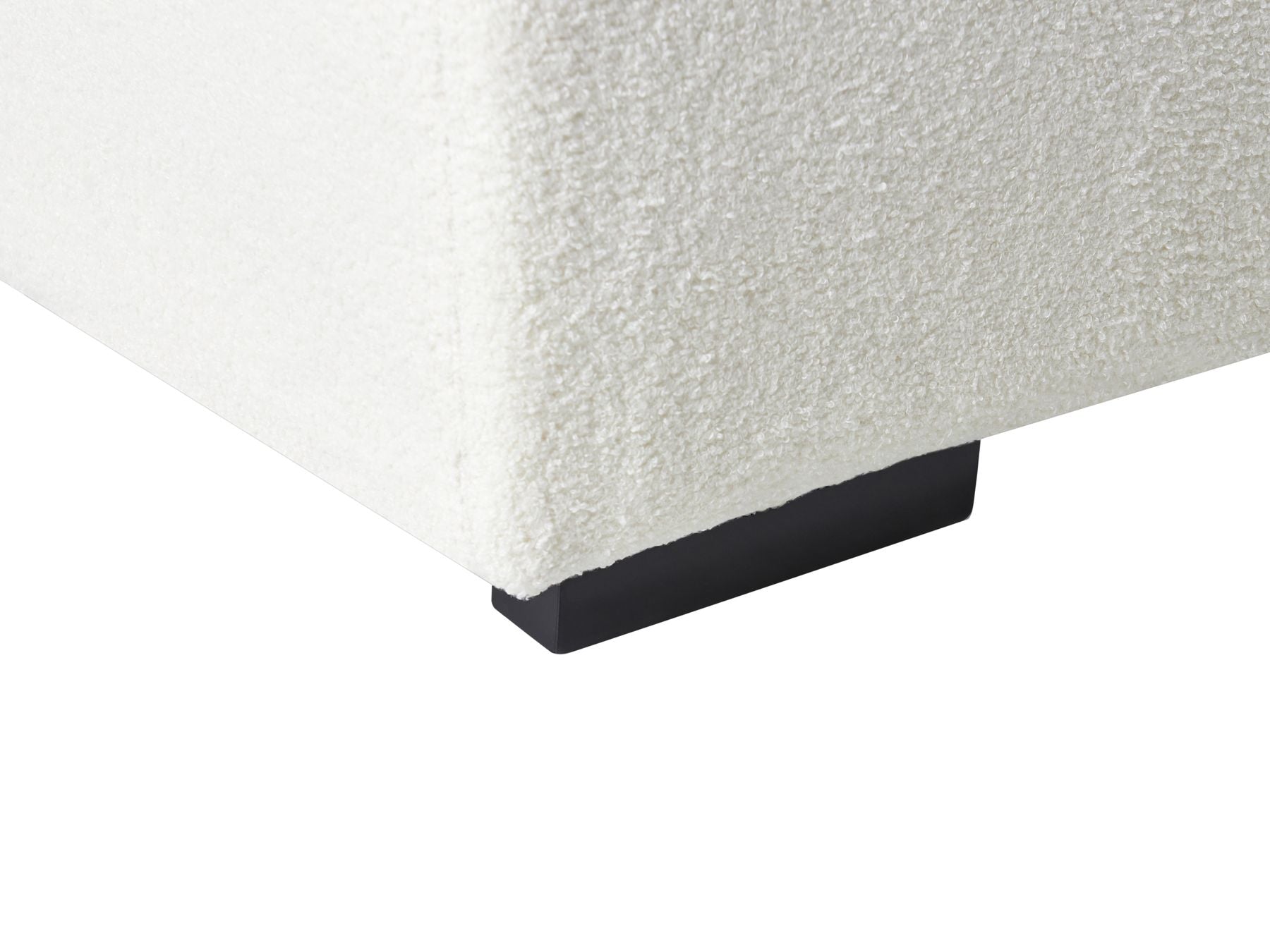 Left Hand Boucle Corner Sofa with Ottoman White LUNGO