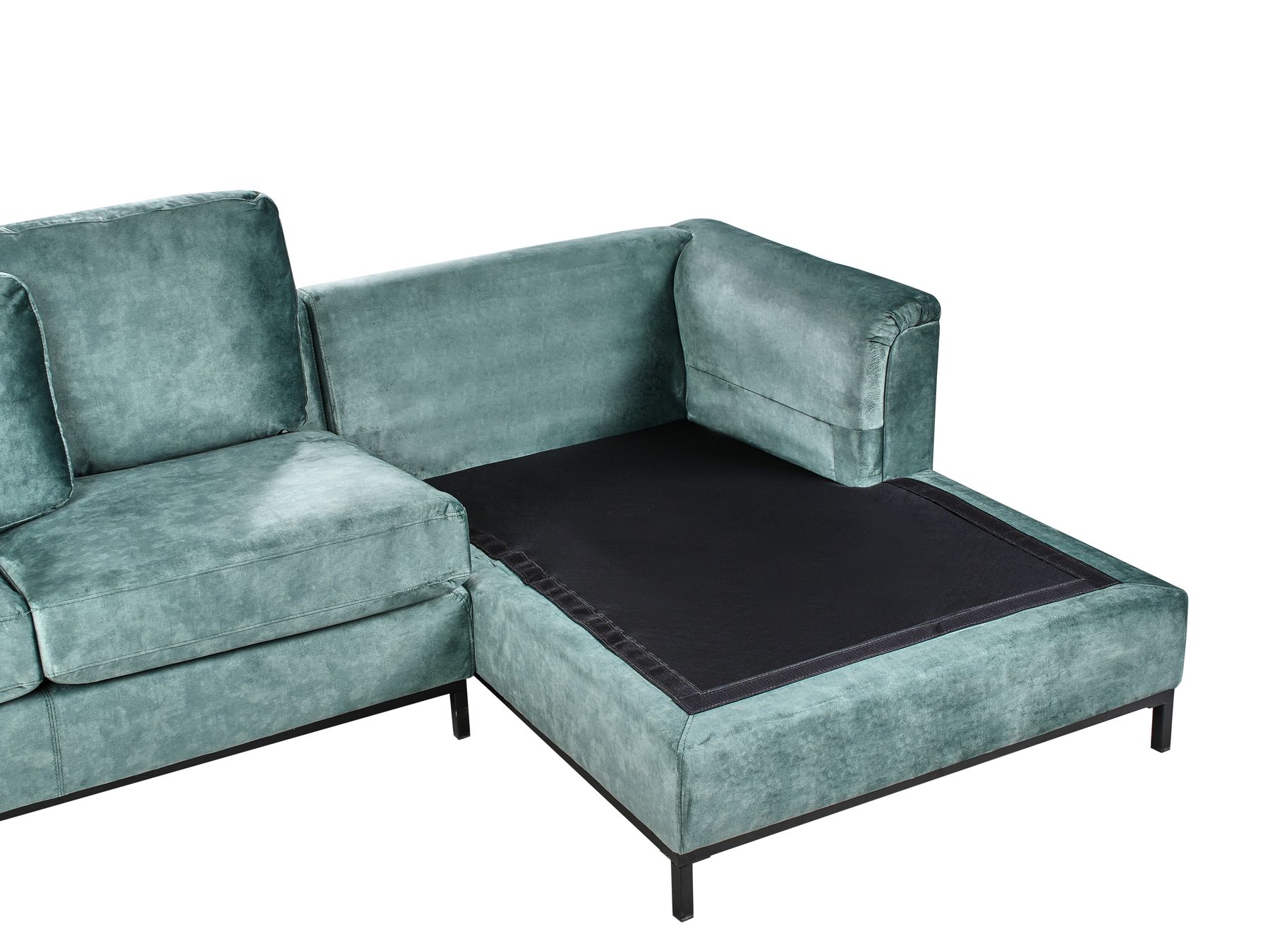 Left Hand Corner Velvet Sofa with Ottoman Teal OSLO