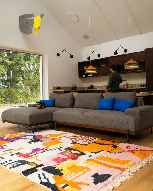 Right Hand Corner Fabric Sofa Brown MARIFERD