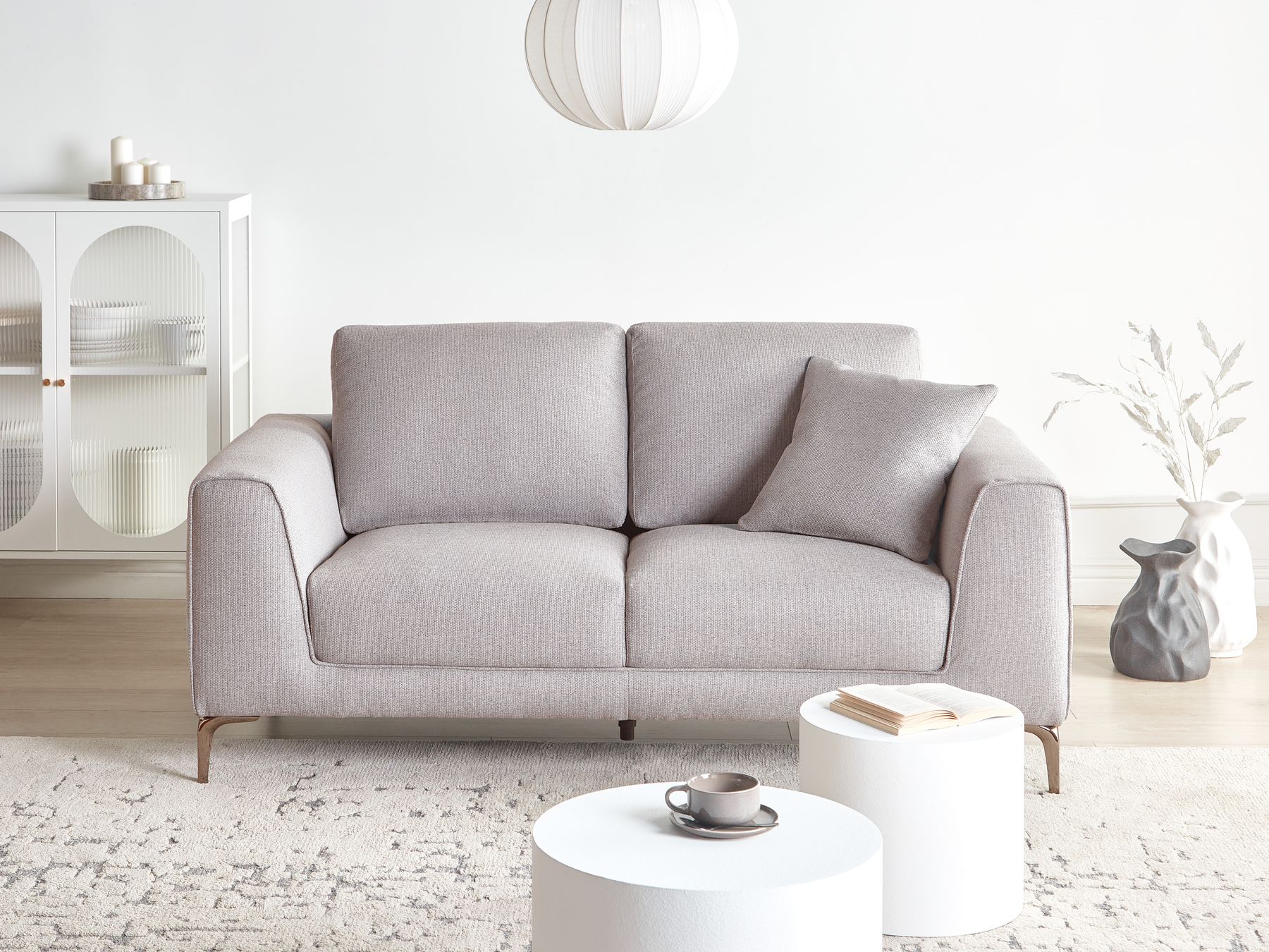 2 Seater Fabric Sofa Grey REINEN