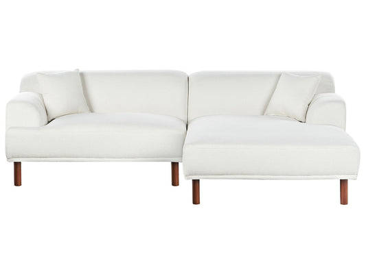 Left Hand Boucle Corner Sofa White HOLT