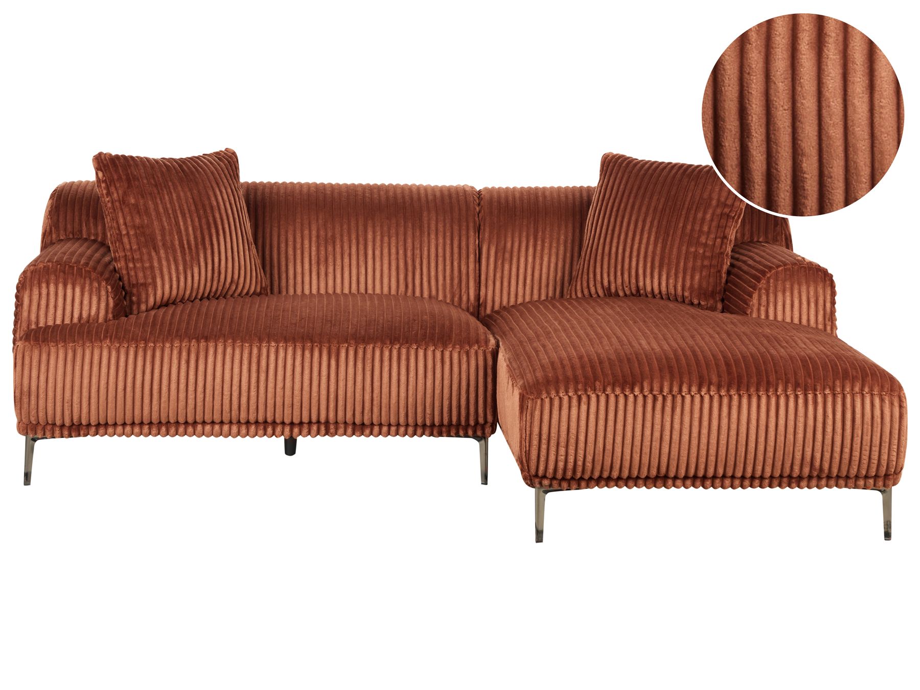 Left Hand Jumbo Cord Corner Sofa Brown STENUM