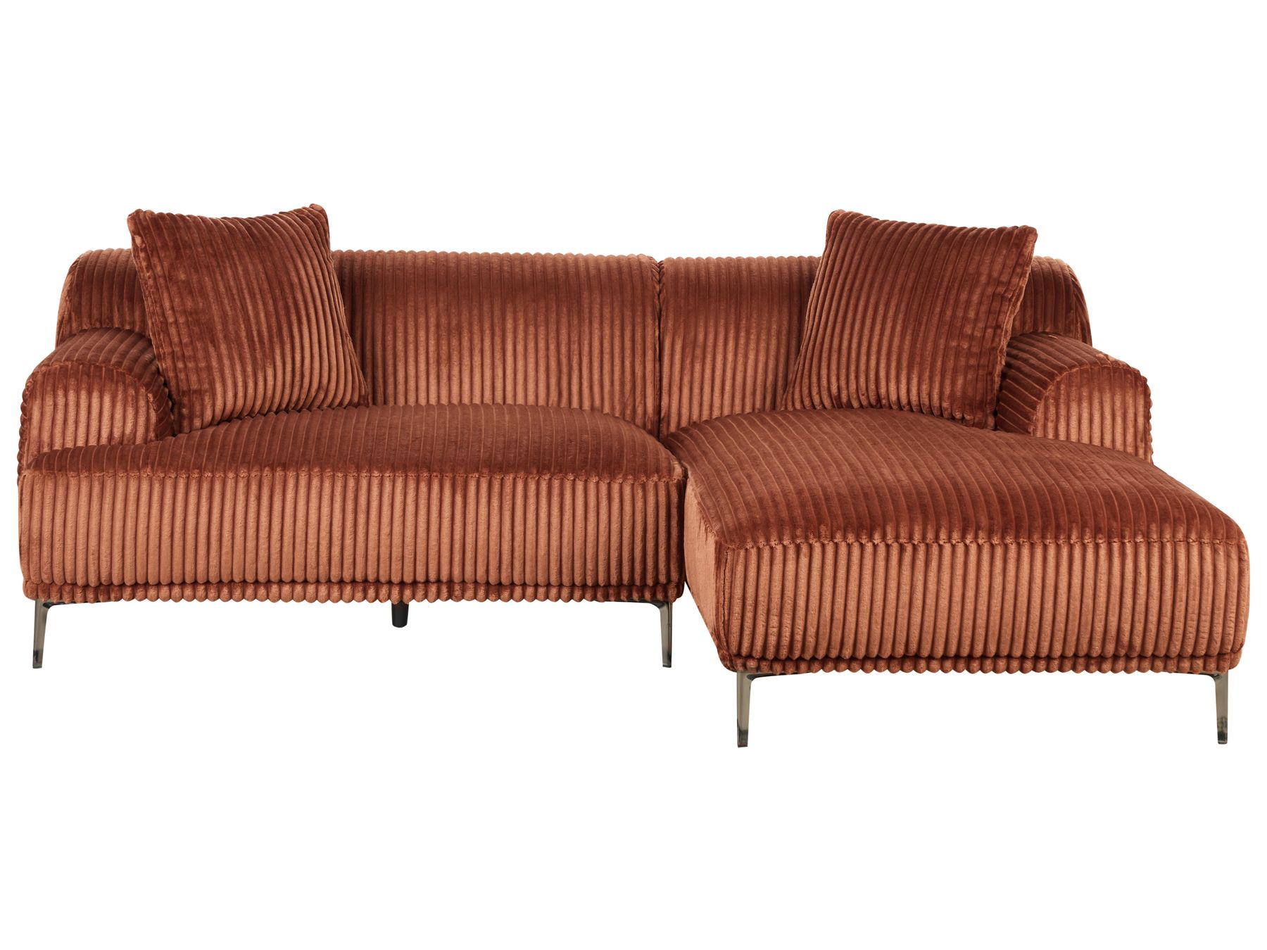 Left Hand Jumbo Cord Corner Sofa Brown STENUM