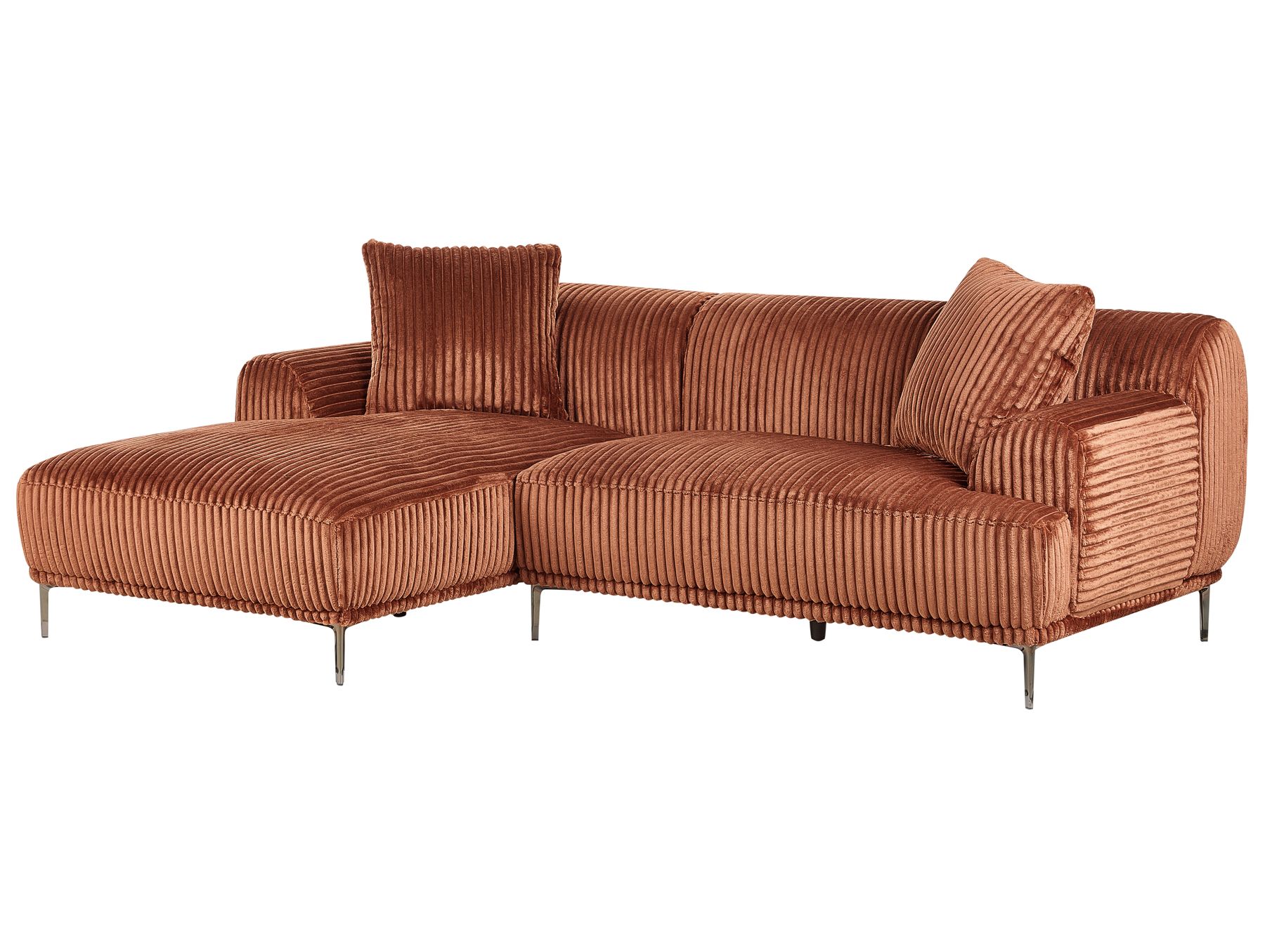 Left Hand Jumbo Cord Corner Sofa Brown STENUM