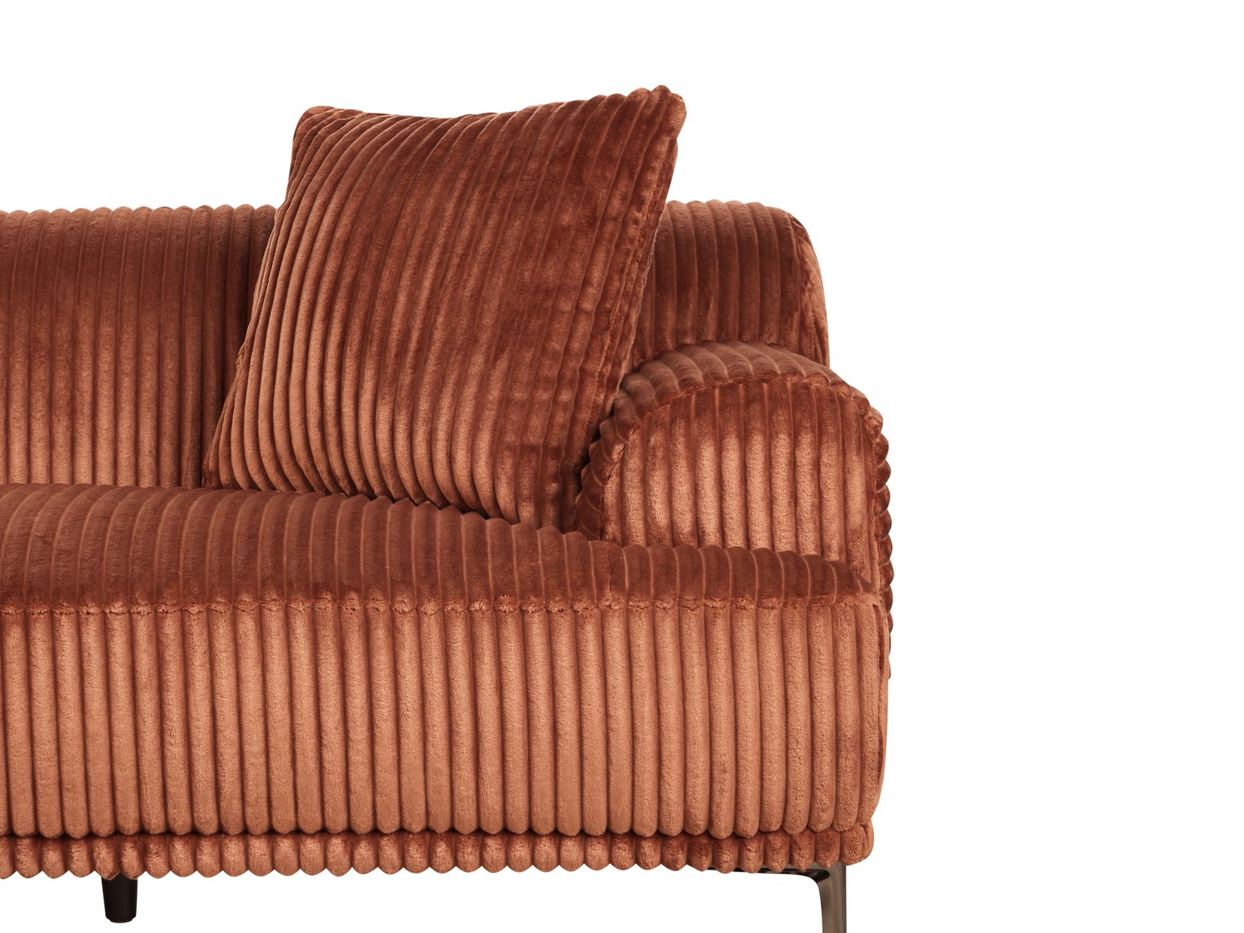 Left Hand Jumbo Cord Corner Sofa Brown STENUM