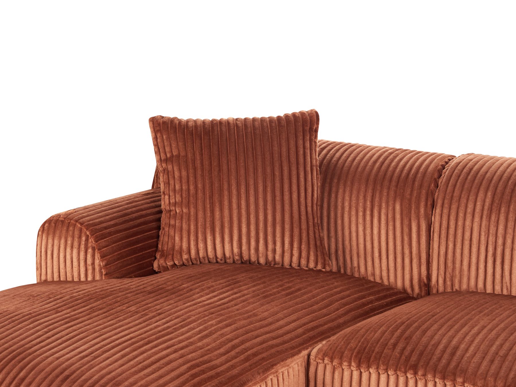 Left Hand Jumbo Cord Corner Sofa Brown STENUM