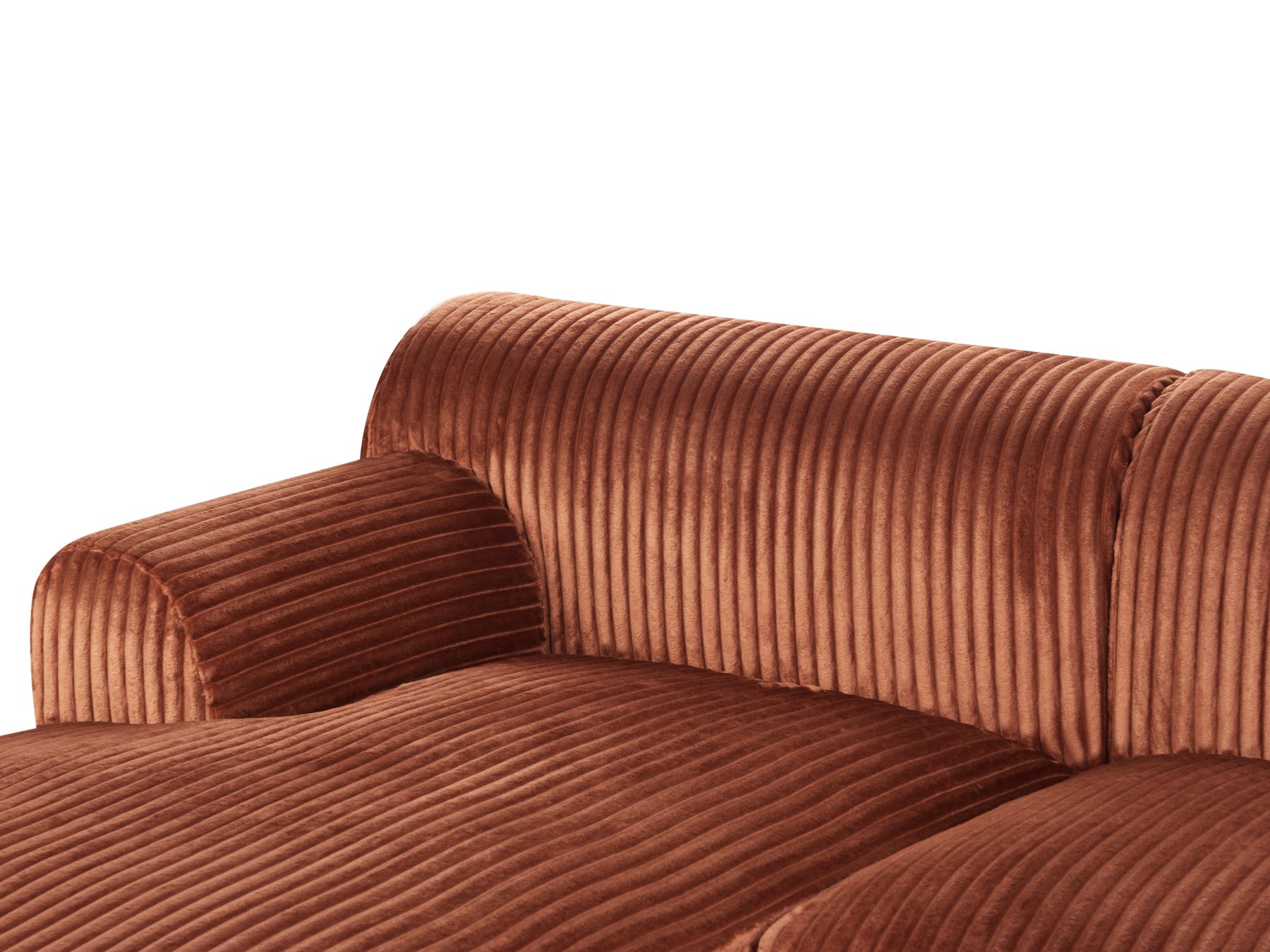 Left Hand Jumbo Cord Corner Sofa Brown STENUM