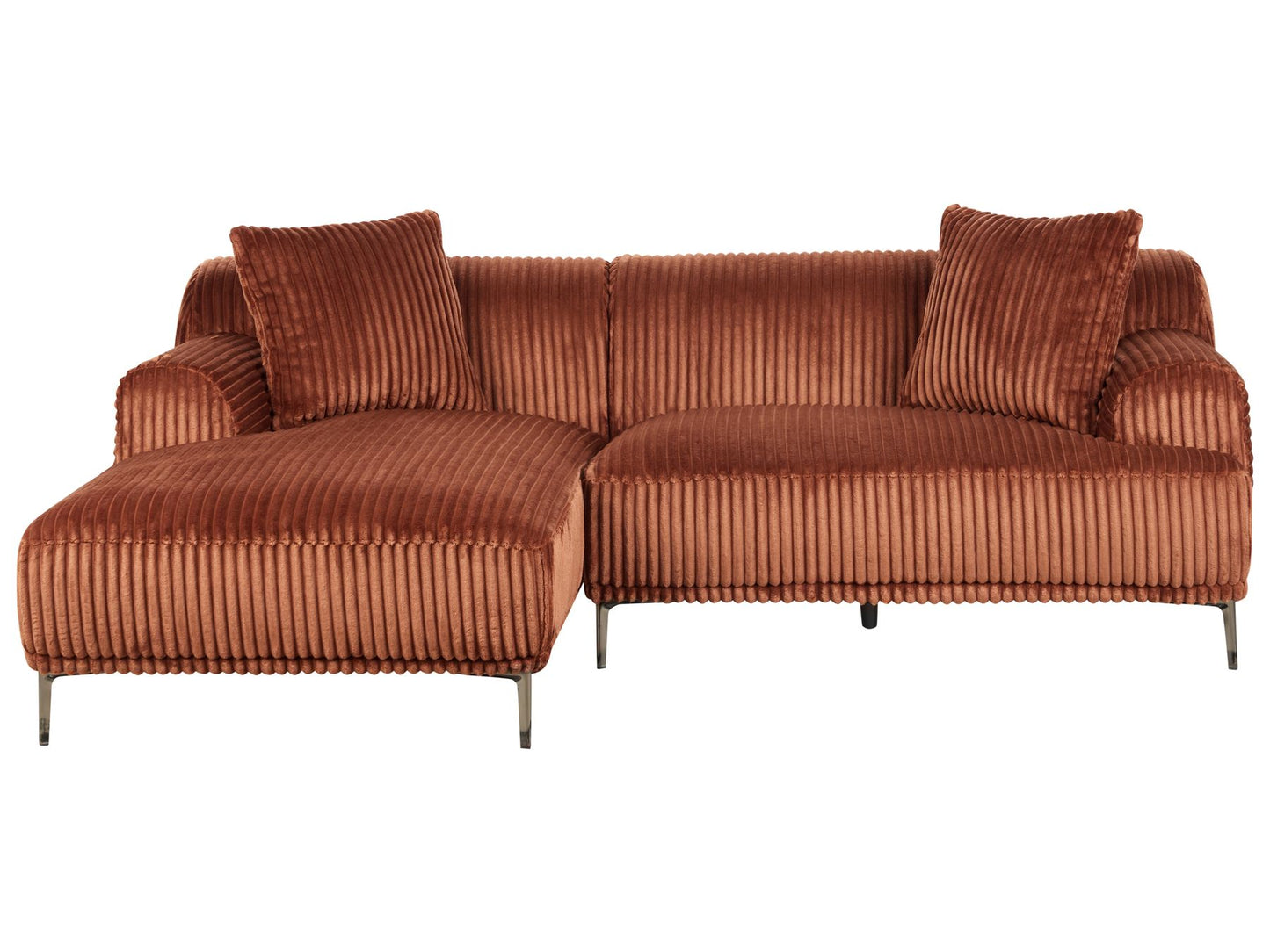 Right Hand Jumbo Cord Corner Sofa Brown STENUM