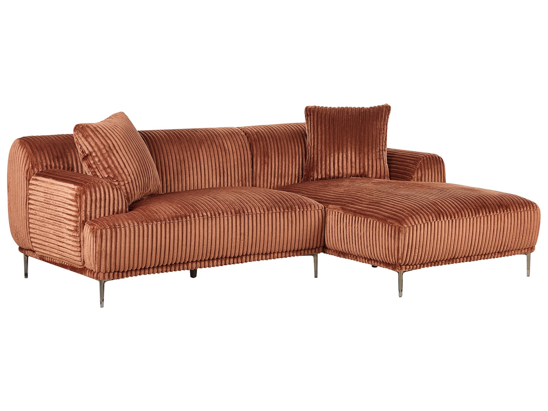 Right Hand Jumbo Cord Corner Sofa Brown STENUM