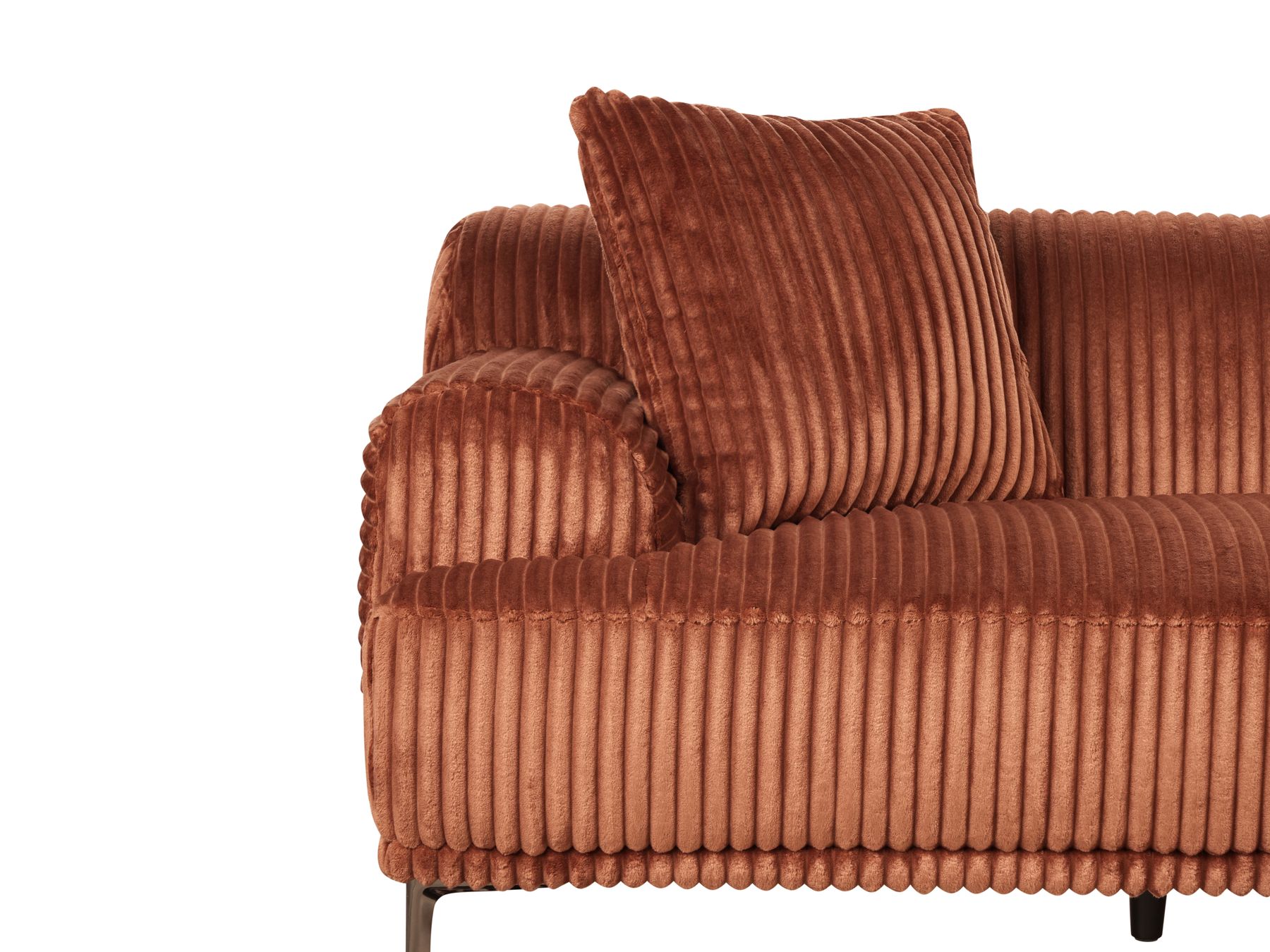 Right Hand Jumbo Cord Corner Sofa Brown STENUM