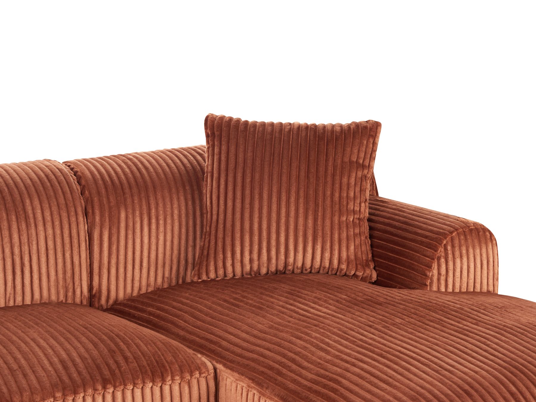 Right Hand Jumbo Cord Corner Sofa Brown STENUM