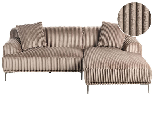 Left Hand Jumbo Cord Corner Sofa Light Brown STENUM