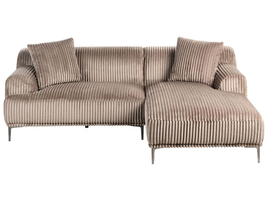 Left Hand Jumbo Cord Corner Sofa Light Brown STENUM