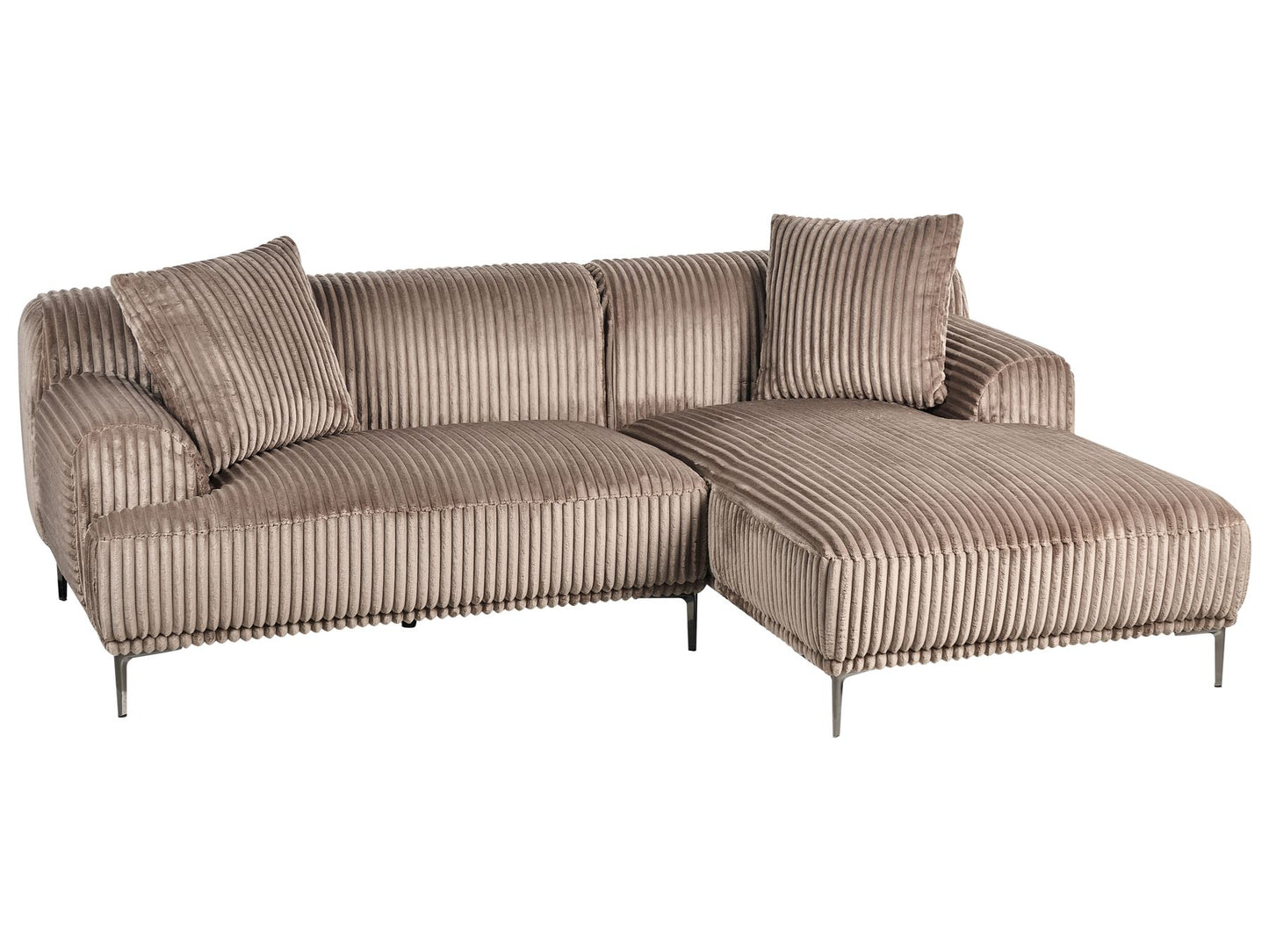Left Hand Jumbo Cord Corner Sofa Light Brown STENUM