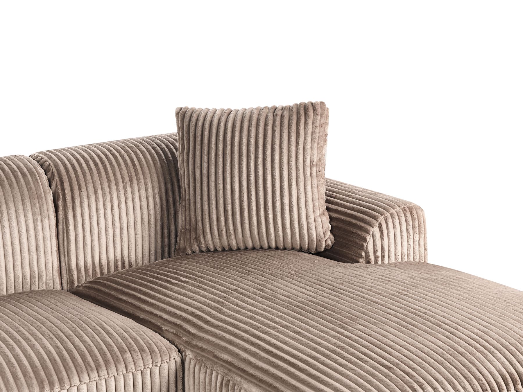 Left Hand Jumbo Cord Corner Sofa Light Brown STENUM