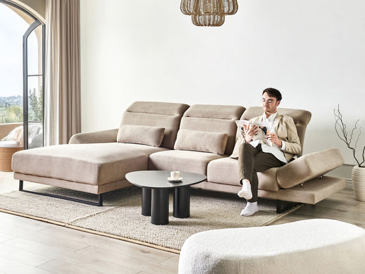 Right Hand Fabric Corner Sofa Taupe IKAST