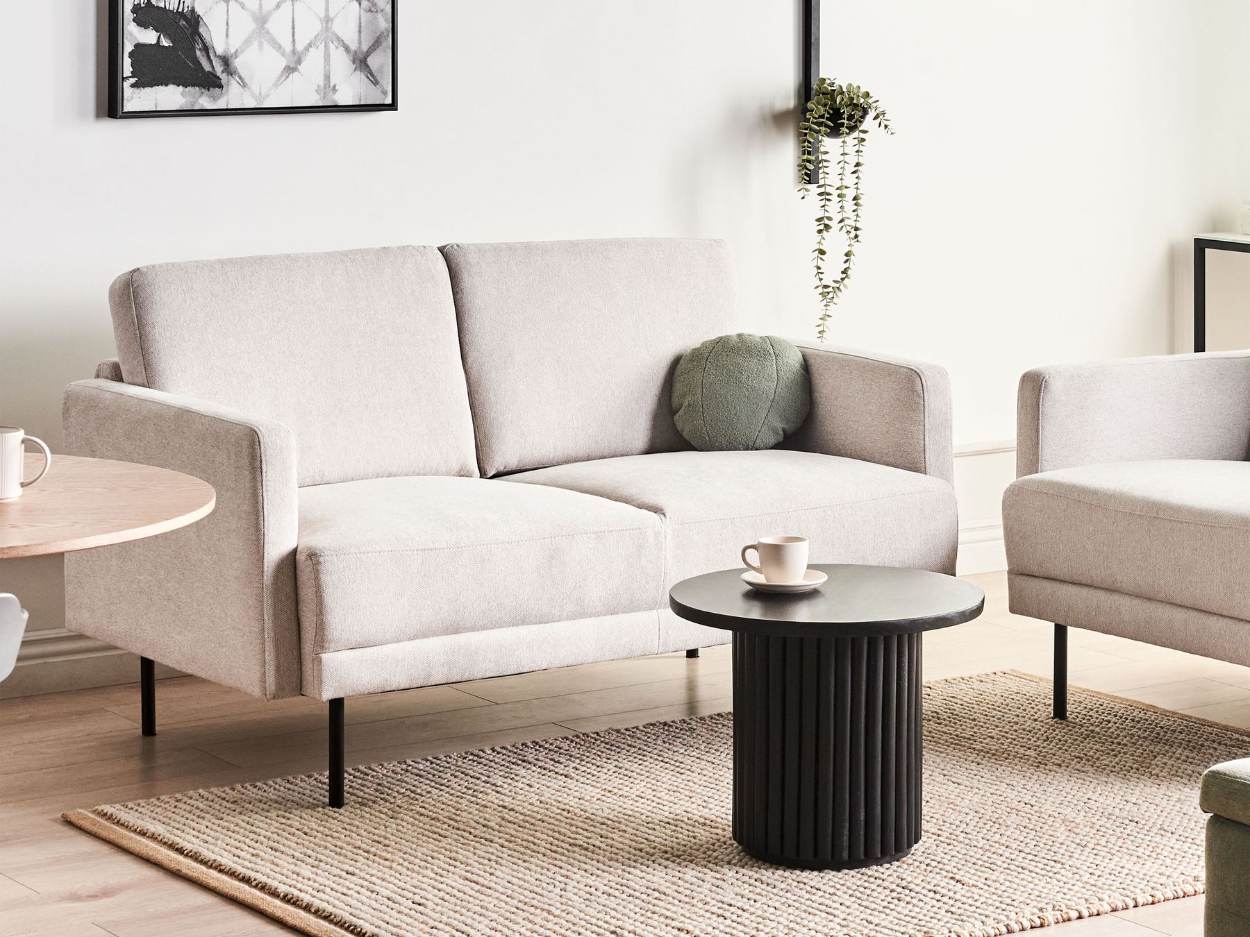 2 Seater Fabric Sofa Light Beige BREDA