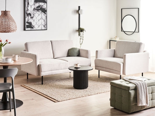 2 Seater Fabric Sofa Light Beige BREDA