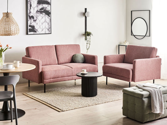 2 Seater Fabric Sofa Pink BREDA